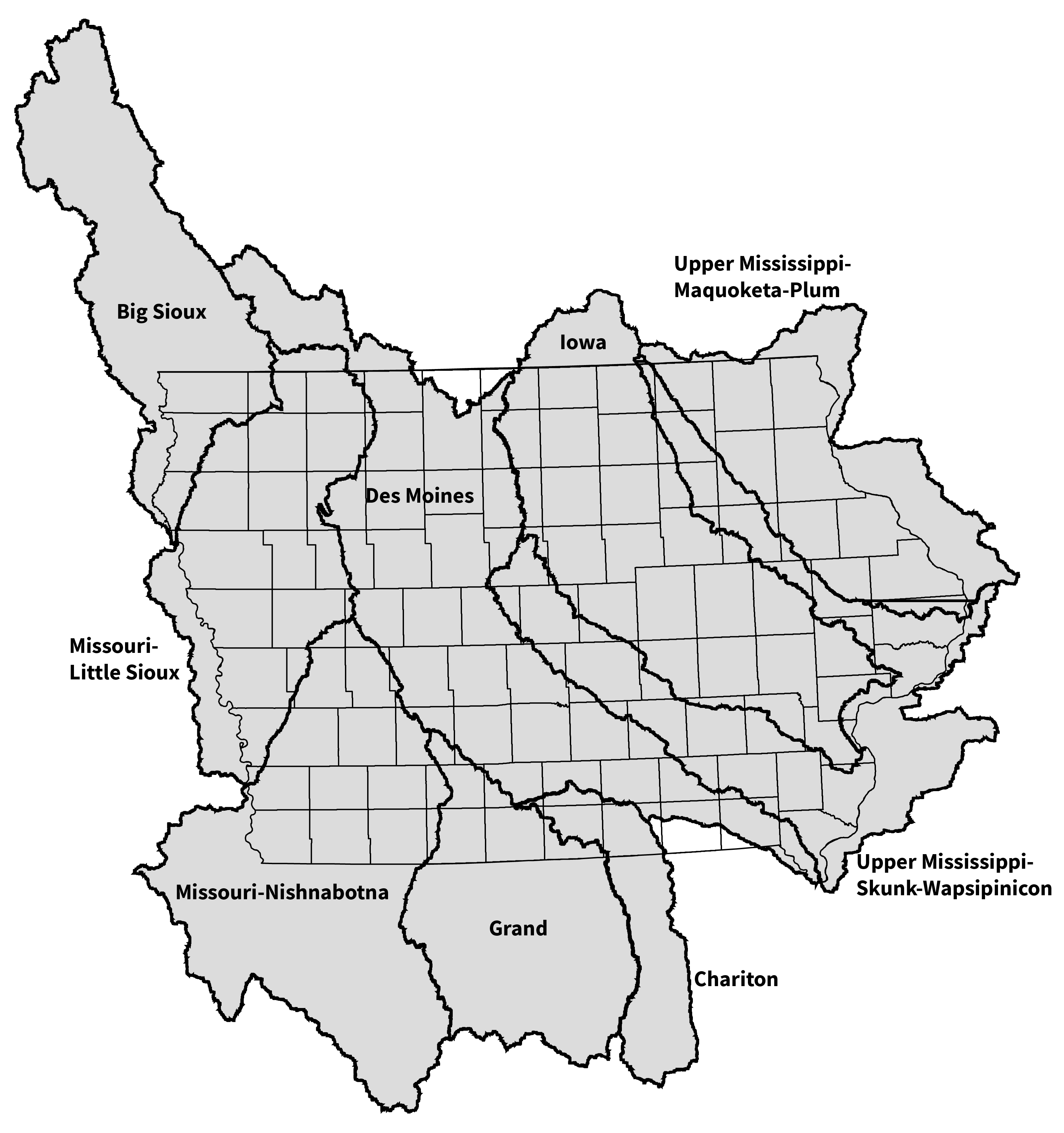Map of Watersheds in Iowa.