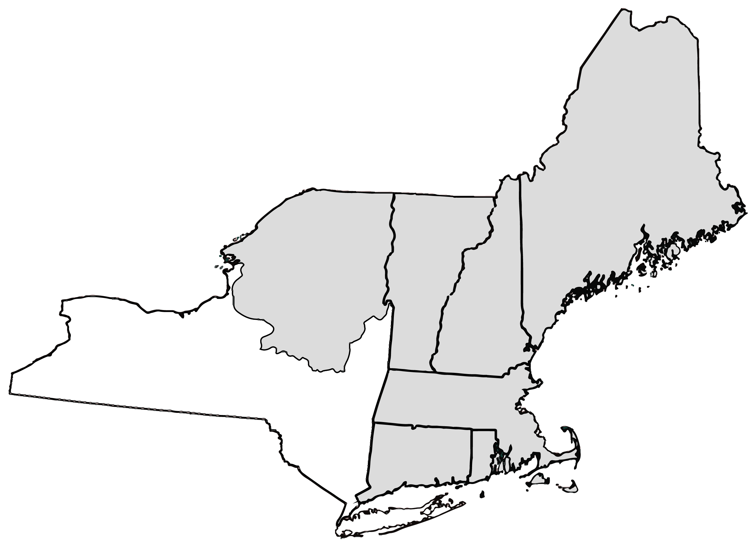 Map of New England and Northern New York Region.