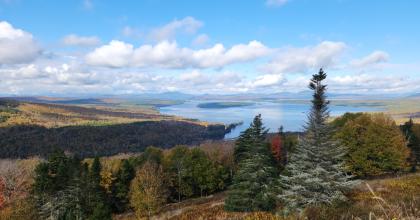 Rangeley Lake and the surrounding region can be seen from Height of Land on Route 17 in Roxbury, Maine.