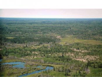An aerial landscape view of the Itasca Moraine in Minnesota. 