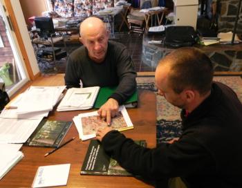 Warren Suchovsky and Rexx Janowiak discussed the Adaptation Workbook at a field visit in December 2013. 