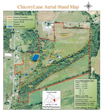 Aerial map of John and Catherine Smith's Chicory Lane Farm