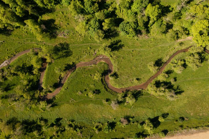 Aerial shot of conservation area